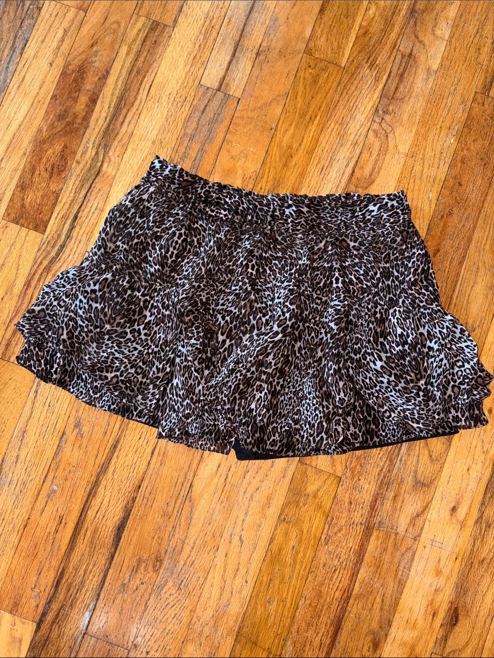 Marna Ro Size 0 Leopard Print Ruffled Mini Skirt - Brown/Black